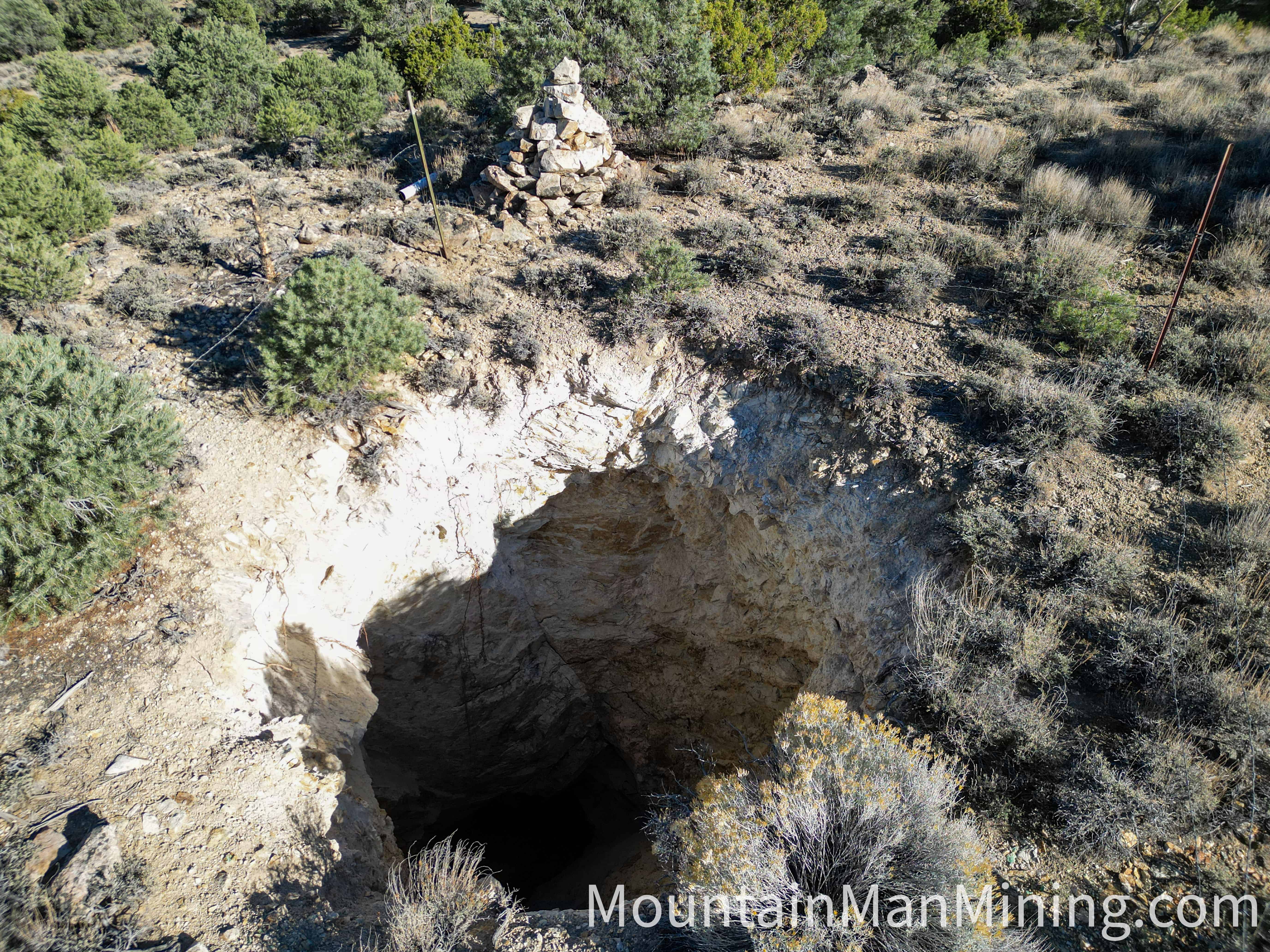 The Enriquez &mdash; Aerial view of the shaft and surrounding piñon-juniper slope