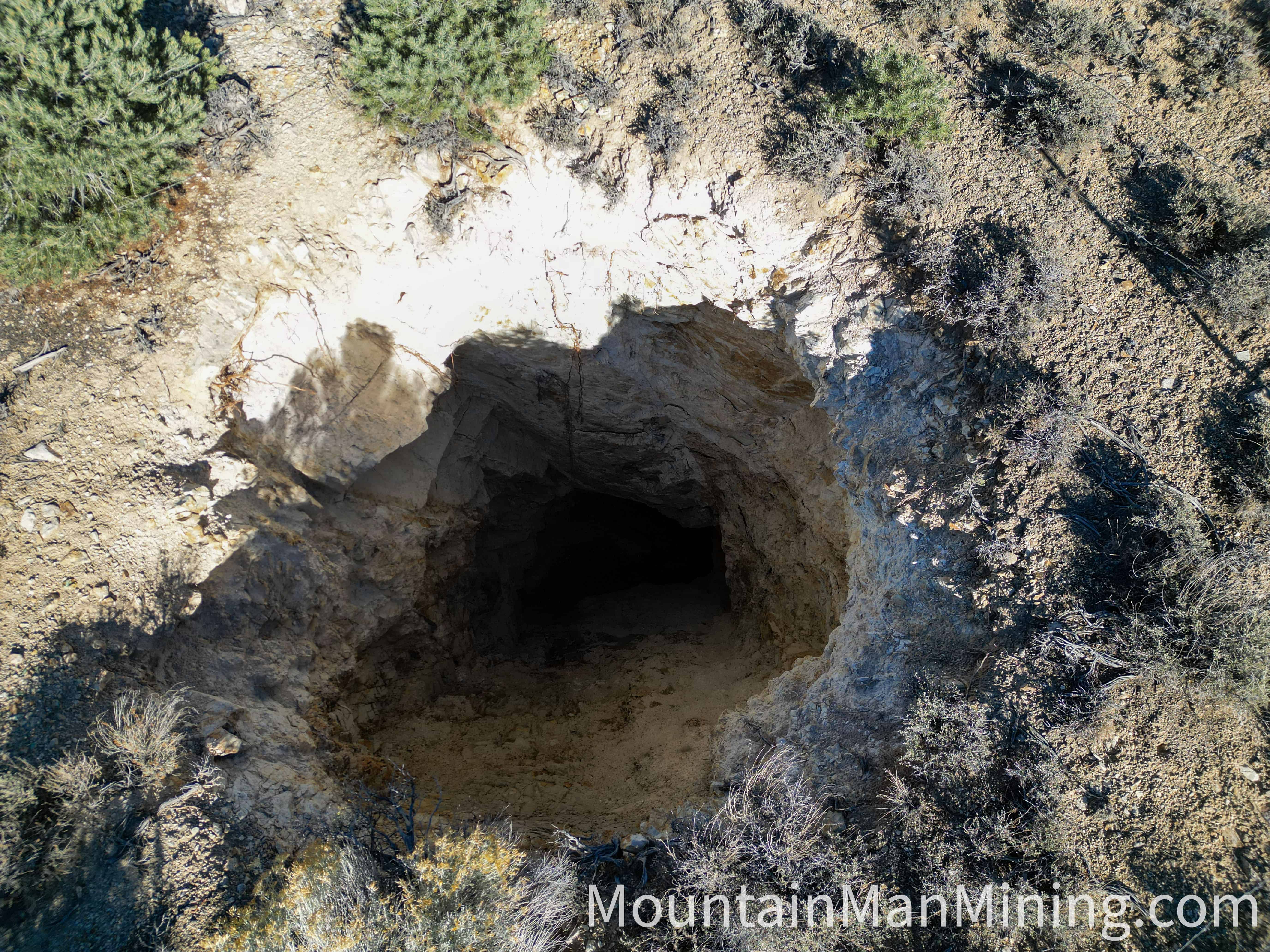 The Enriquez &mdash; Aerial close-up of the shaft opening in quartz monzonite