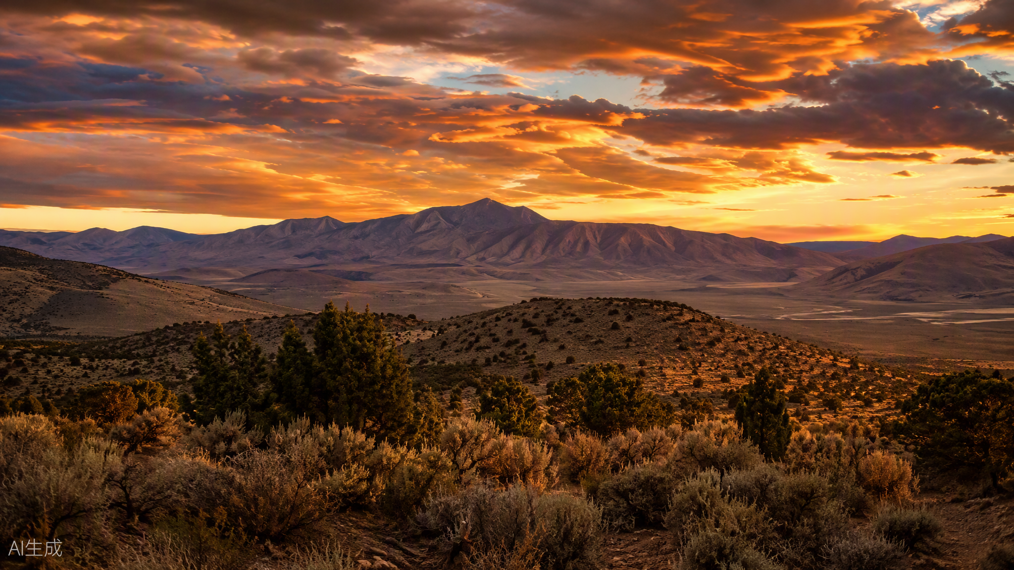 Nevada high desert gold country at sunset