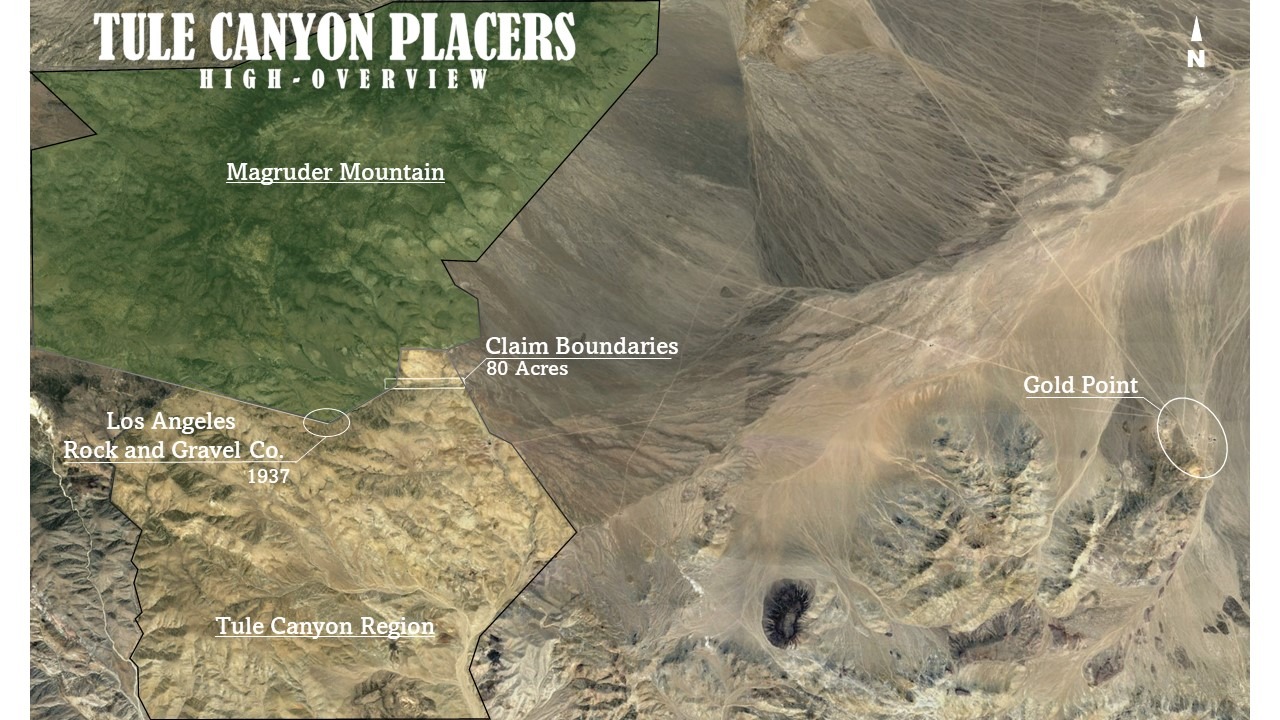 Tule Canyon placers high overview