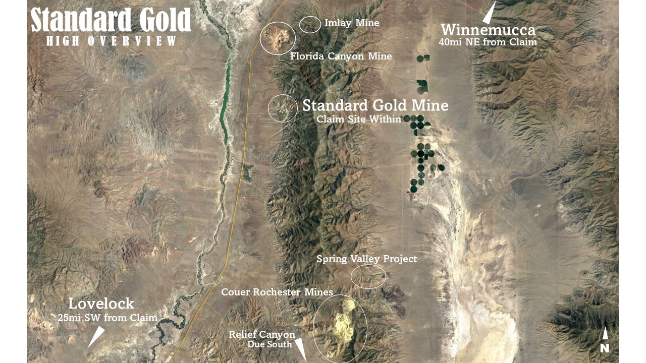 A high overview image of the surrounding area around the Standard Gold mine, where within lies one of Mountain Man Mining's gold mines for sale.