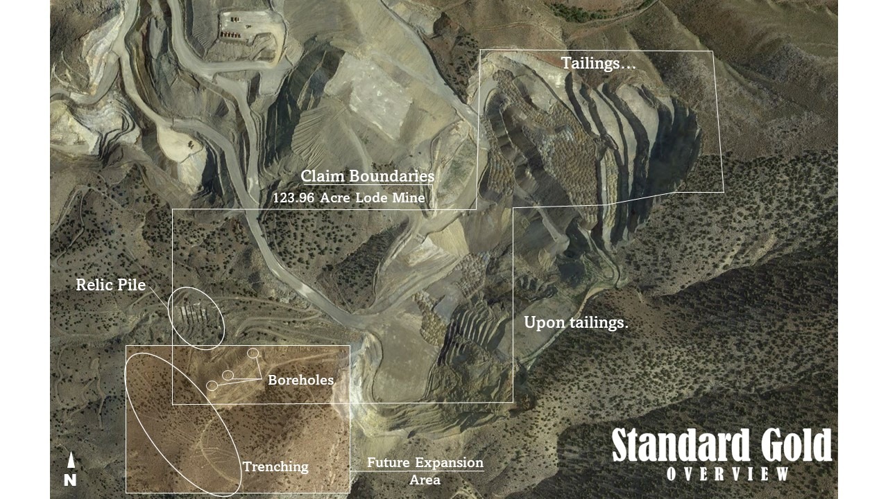 A more detailed overview image of the Standard Gold claim, one of the gold mines for sale at Mountain Man Mining.com.
