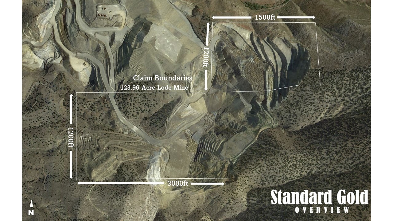 An overview image of the claim site, showing the size of the gold claim for sale.